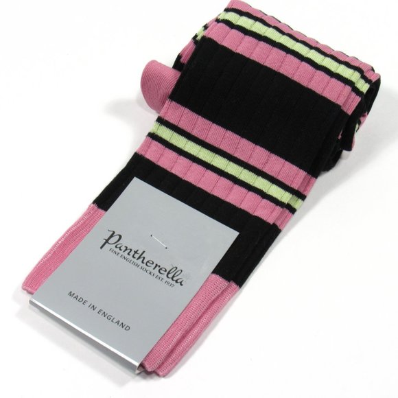 Pantherella Other - Pantherella Men's Repp Stripe Dress Socks Blk/Pink